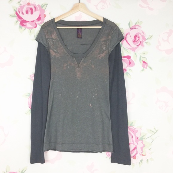 Free People Tops - Free People Graphic Print Waffle Knit Thermal M